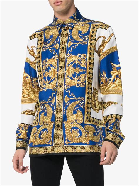 buttercream silk shirt versace|versace blue t shirt.